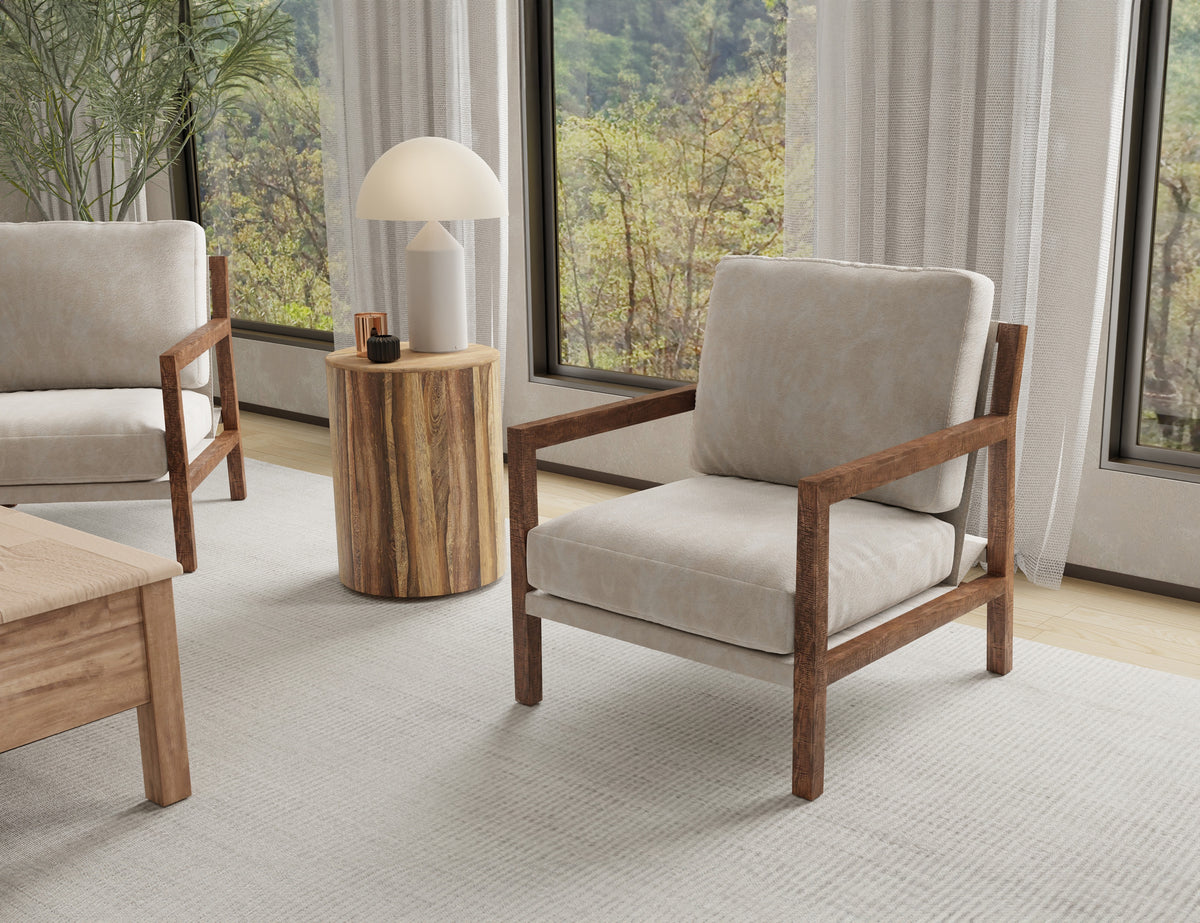 Milan Armchair, Gray, Wooden Frame - IUP401-ACH-210