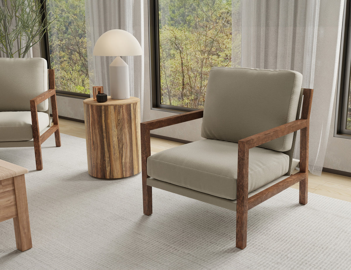 Milan Armchair, Gray, Wooden Frame - IUP401-ACH-151