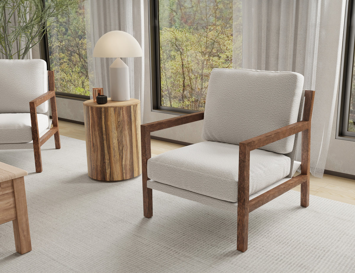 Milan Armchair, Beige, Wooden Frame - IUP401-ACH-101