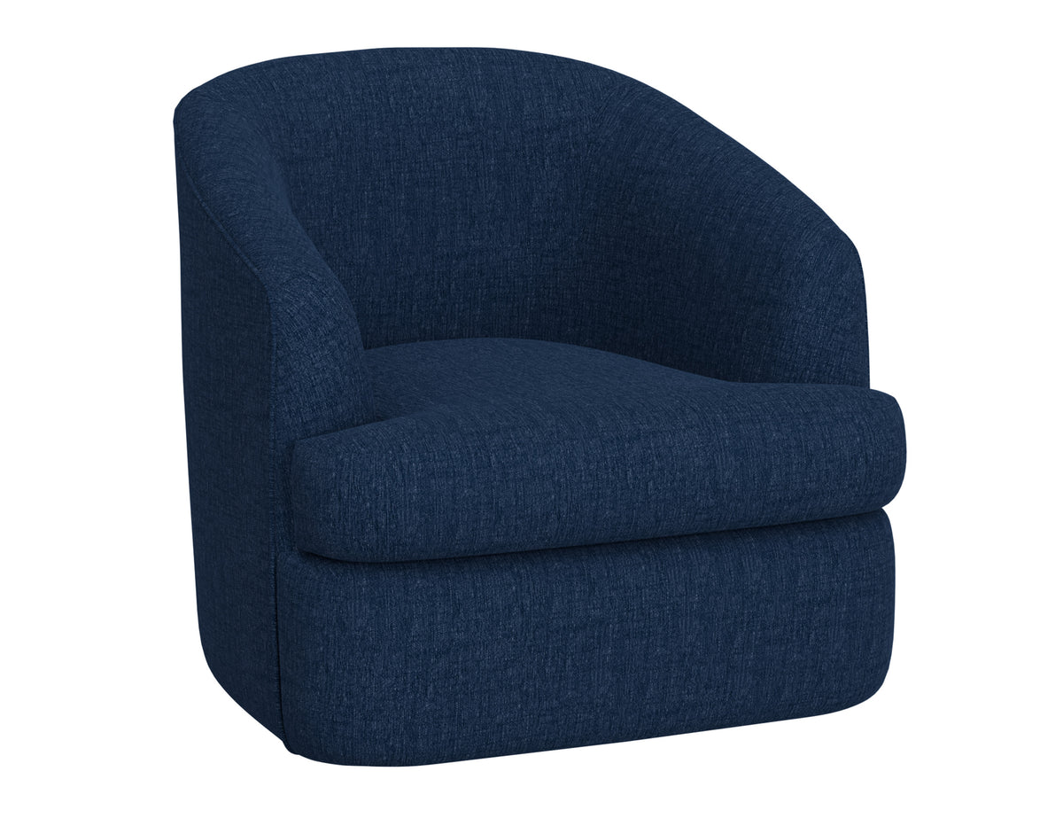 Tumbi Armchair, Blue, Wooden Frame & Metal Base, 360 Degree Swivel Accent Chair
