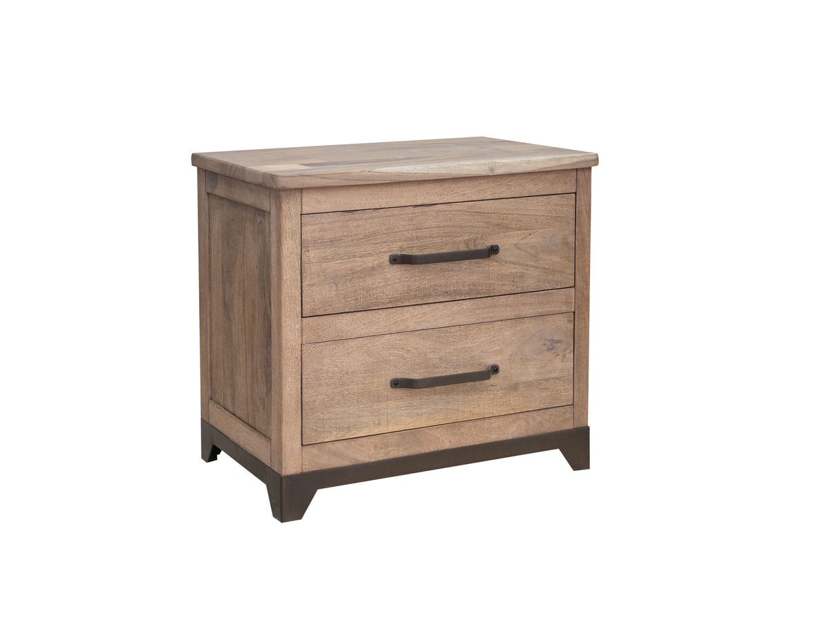 Natural Parota Nightstand, Brown, 2 Drawer
