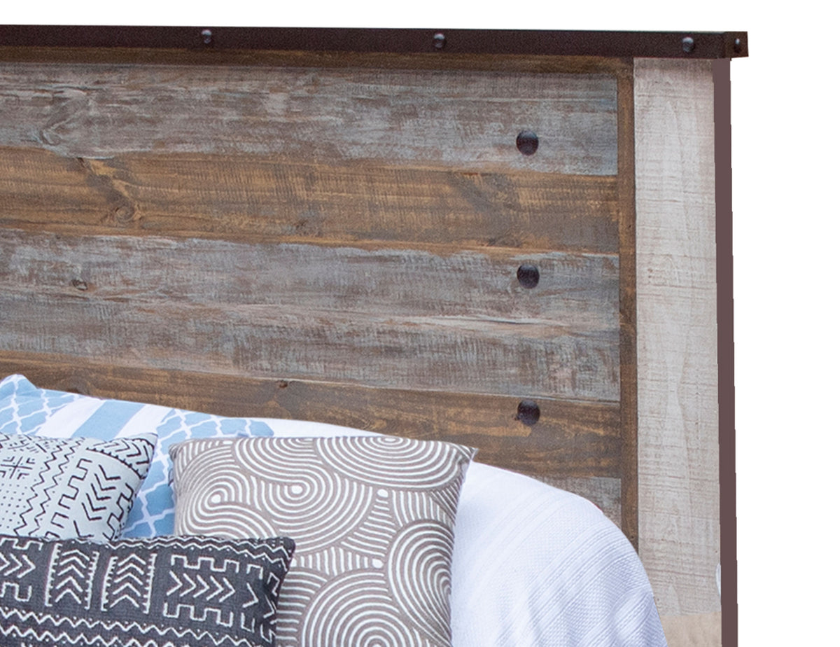 Antique Multicolor Headboard, Brown, 6/6