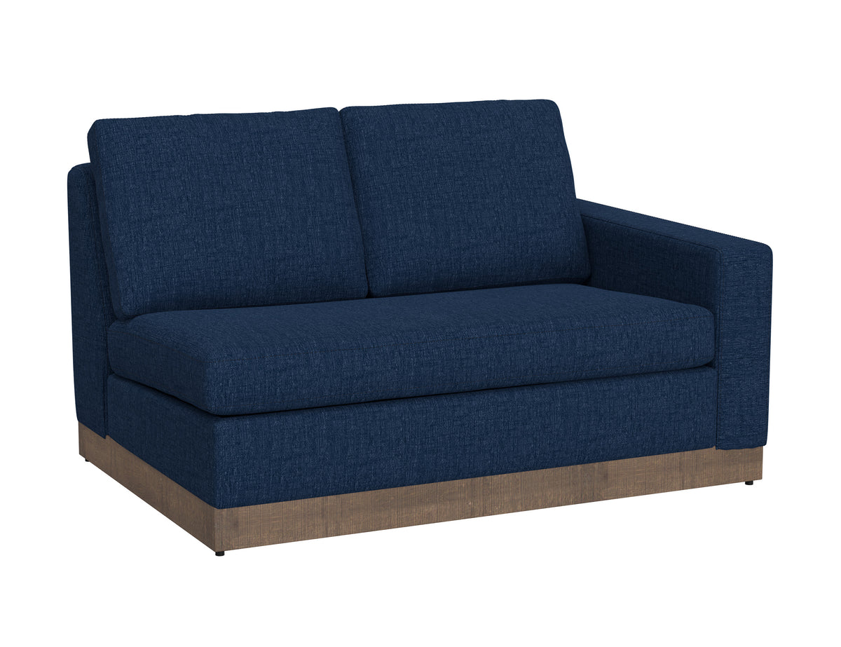 Georgia Loveseat, Blue, Wooden Frame & Base, Sectional Right-Arm