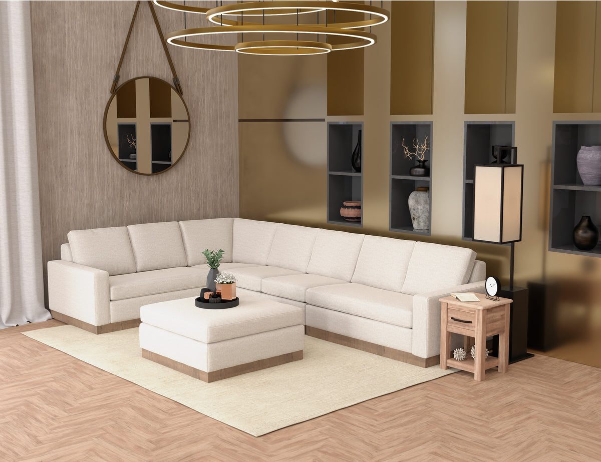 Georgia Loveseat, Beige, Wooden Frame & Base, Sectional Left-Arm
