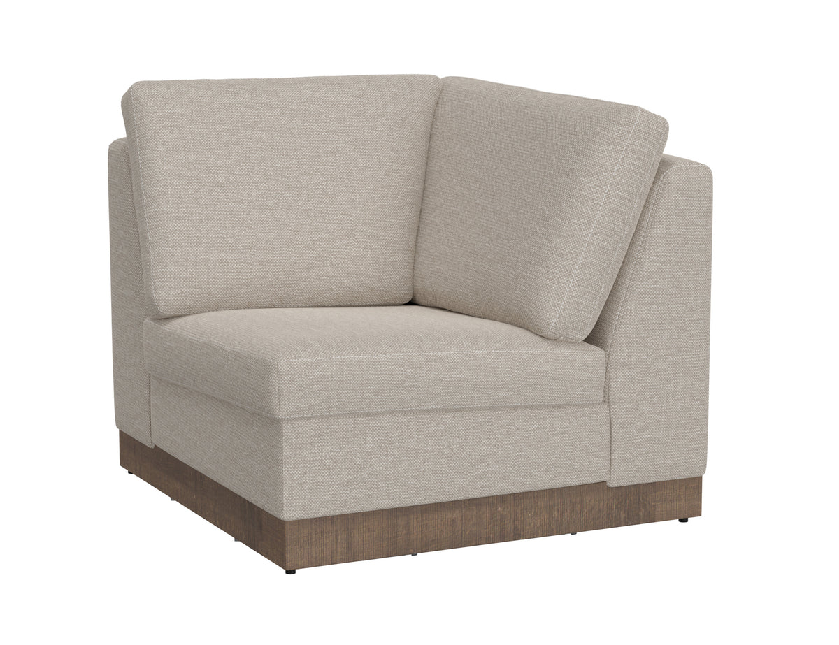 Georgia Wedge, Beige, Wooden Frame & Base, Corner Square
