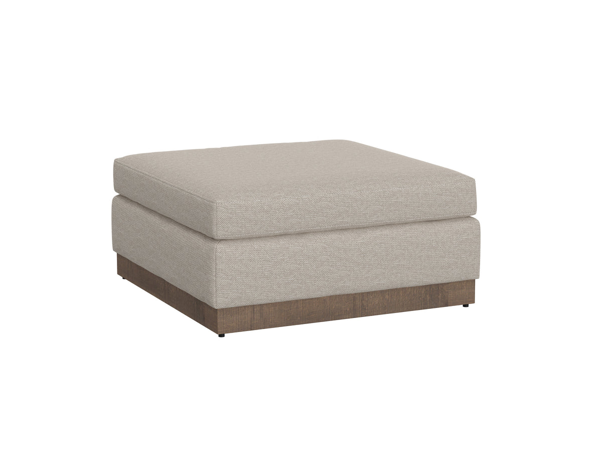 Georgia Ottoman, Beige, Wooden Frame & Base, Upholstered Square