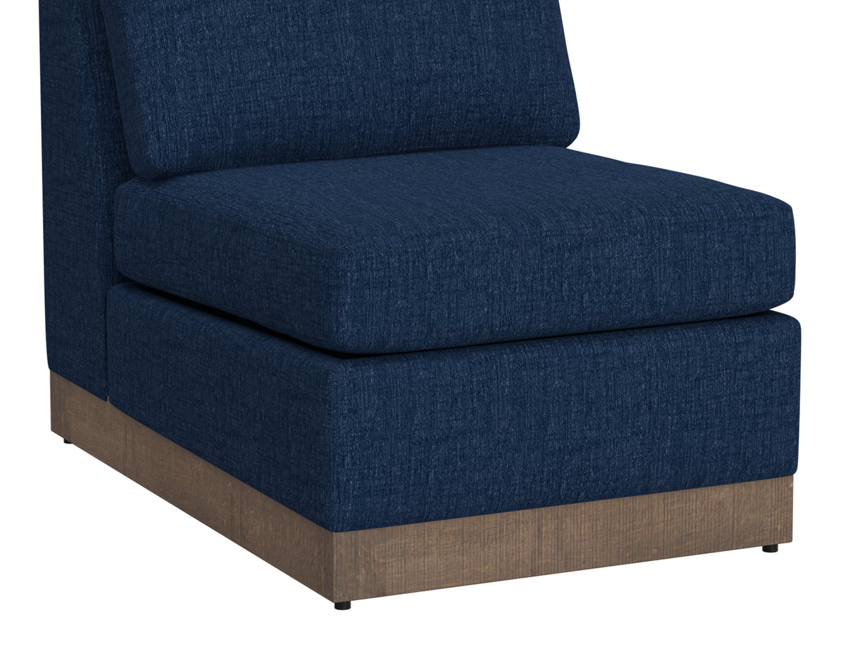 Georgia Armless Chair, Blue, Wooden Frame & Base