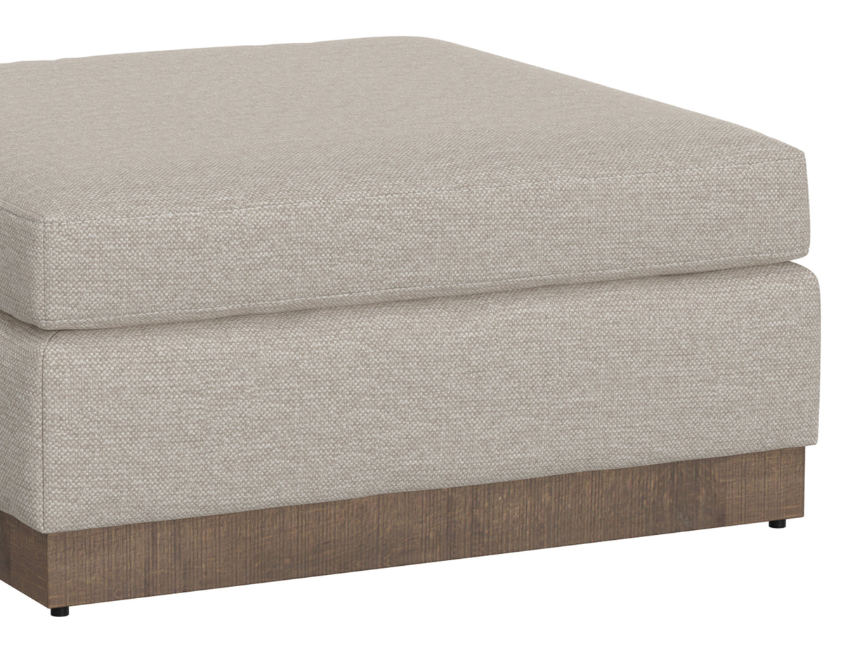 Georgia Ottoman, Beige, Wooden Frame & Base, Upholstered Square