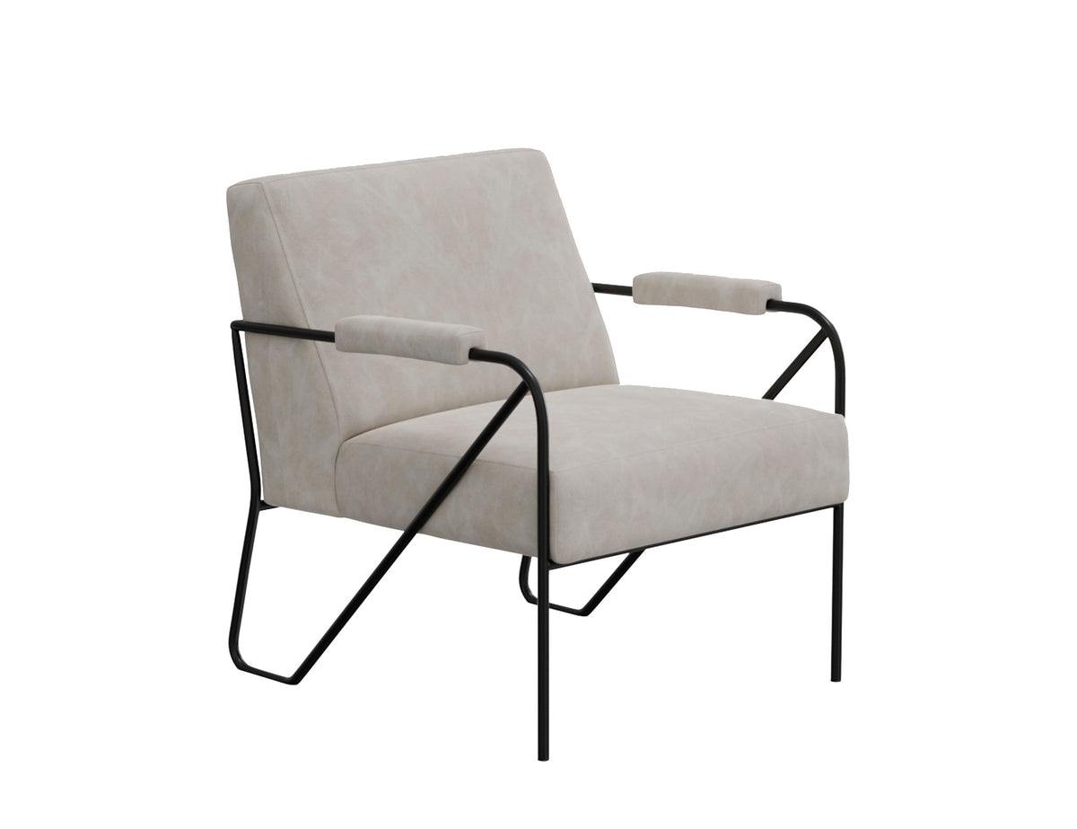 Lotus Armchair, Gray/Black, Wooden Frame & Metal Base - IUP132-ACH-210
