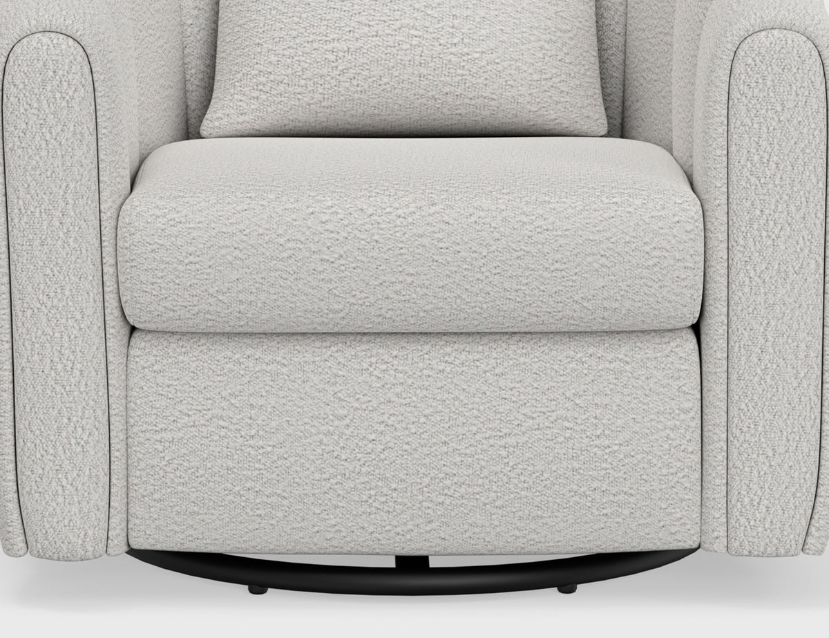 Viera Armchair, Beige, Wooden Frame & Metal Base, 360 Degree Swivel Glider Accent Chair