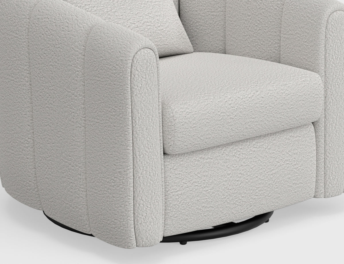 Viera Armchair, Beige, Wooden Frame & Metal Base, 360 Degree Swivel Glider Accent Chair