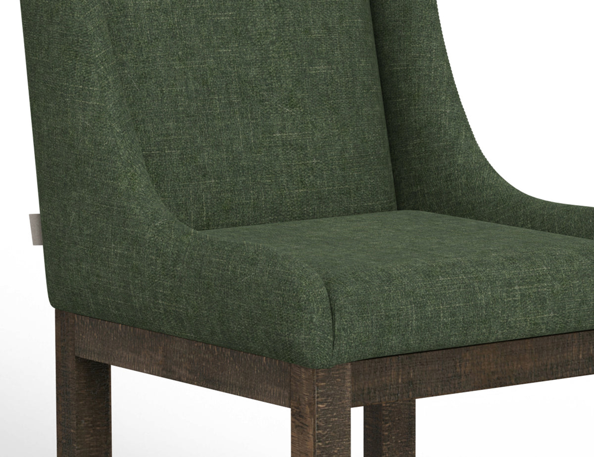 Seating Upholstered Barstool, Green, Wooden Frame & Base