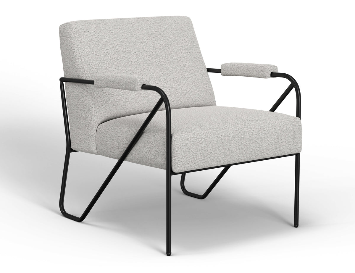 Lotus Armchair, Beige/Black, Wooden Frame & Metal Base - IUP132-ACH-101