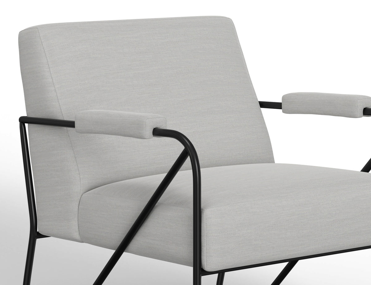 Lotus Armchair, Beige/Black, Wooden Frame & Metal Base - IUP132-ACH-131