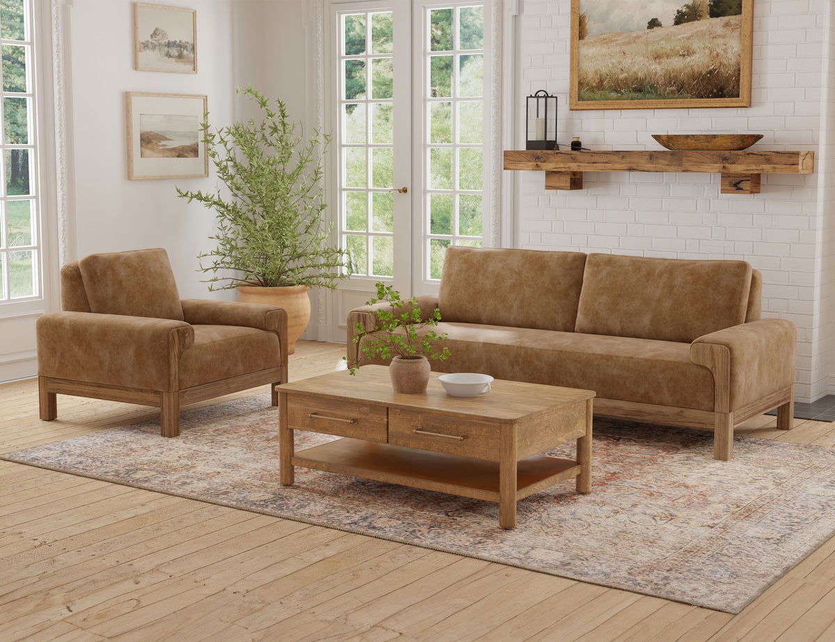Sedona Sofa, Orange, Wooden Frame & Base