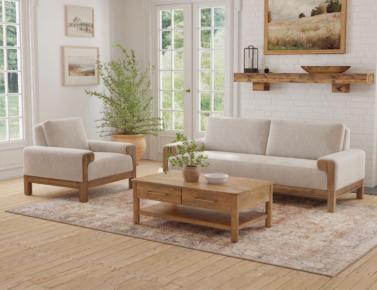 Sedona Armchair, Gray, Wooden Frame & Base