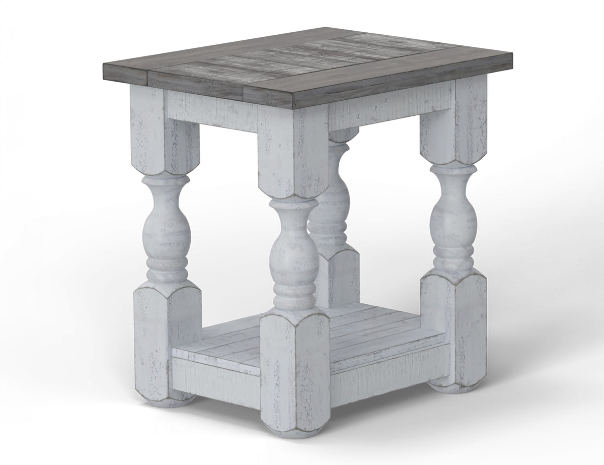 Stone Chairside Table, White
