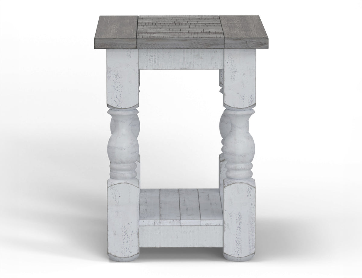 Stone Chairside Table, White