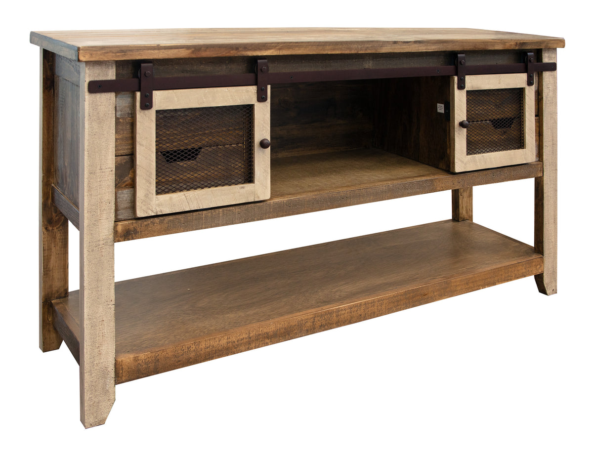 Antique Multicolor Sofa Table, Brown, 4 Drawer 2 Doors