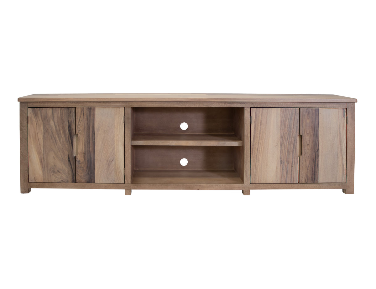 Natural Parota TV Stand, Brown, 4 Door 93"