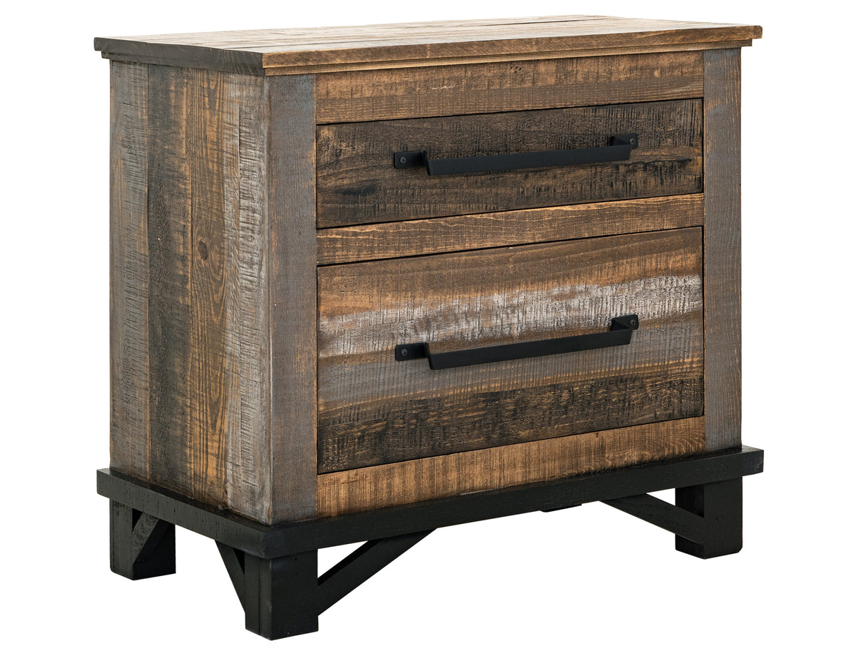 Loft Brown Nightstand, Multicolor, 2 Drawer - IFD6441NTS