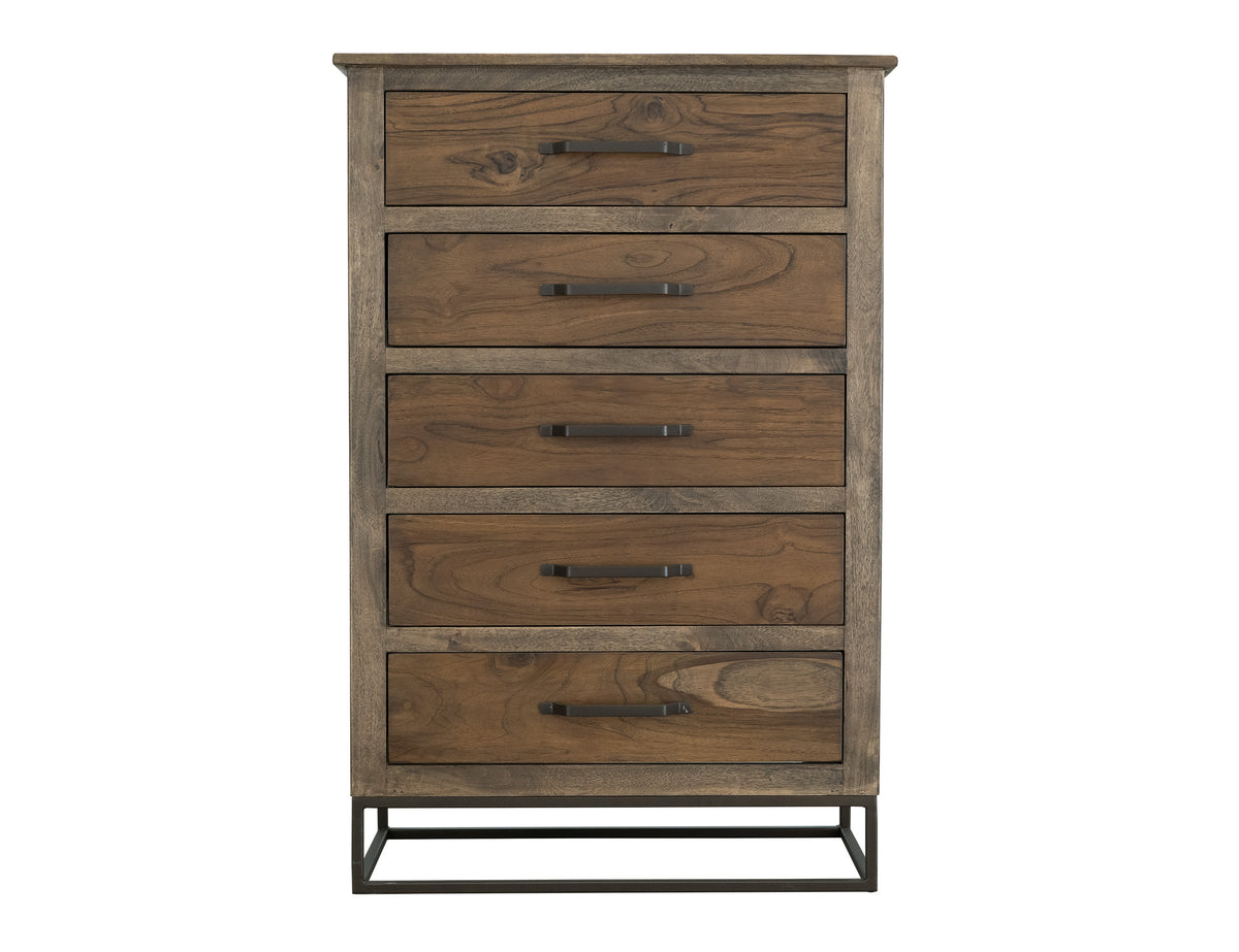 Natural Teca Chest, Brown, 5 Drawer