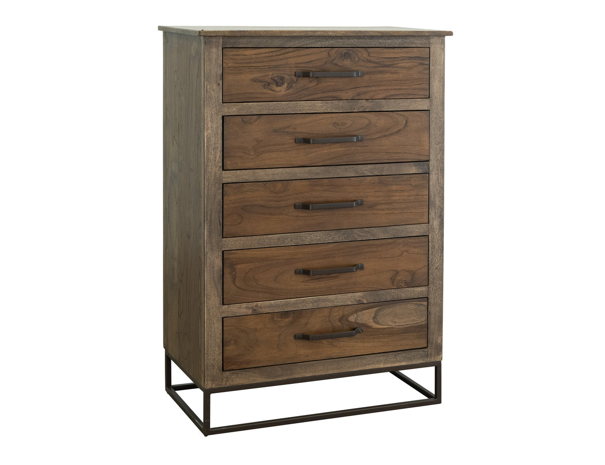 Natural Teca Chest, Brown, 5 Drawer