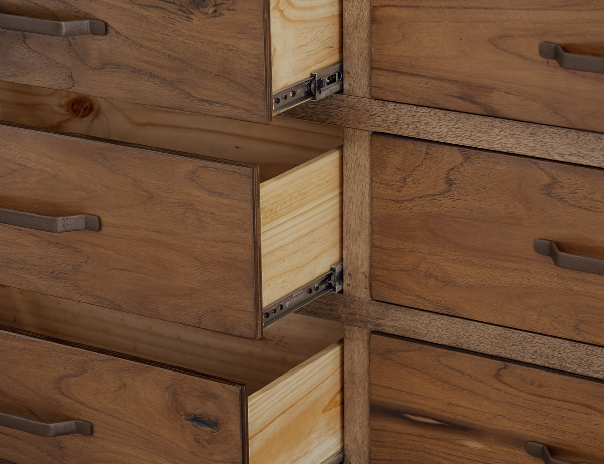 Natural Teca Dresser, Brown, 6 Drawer
