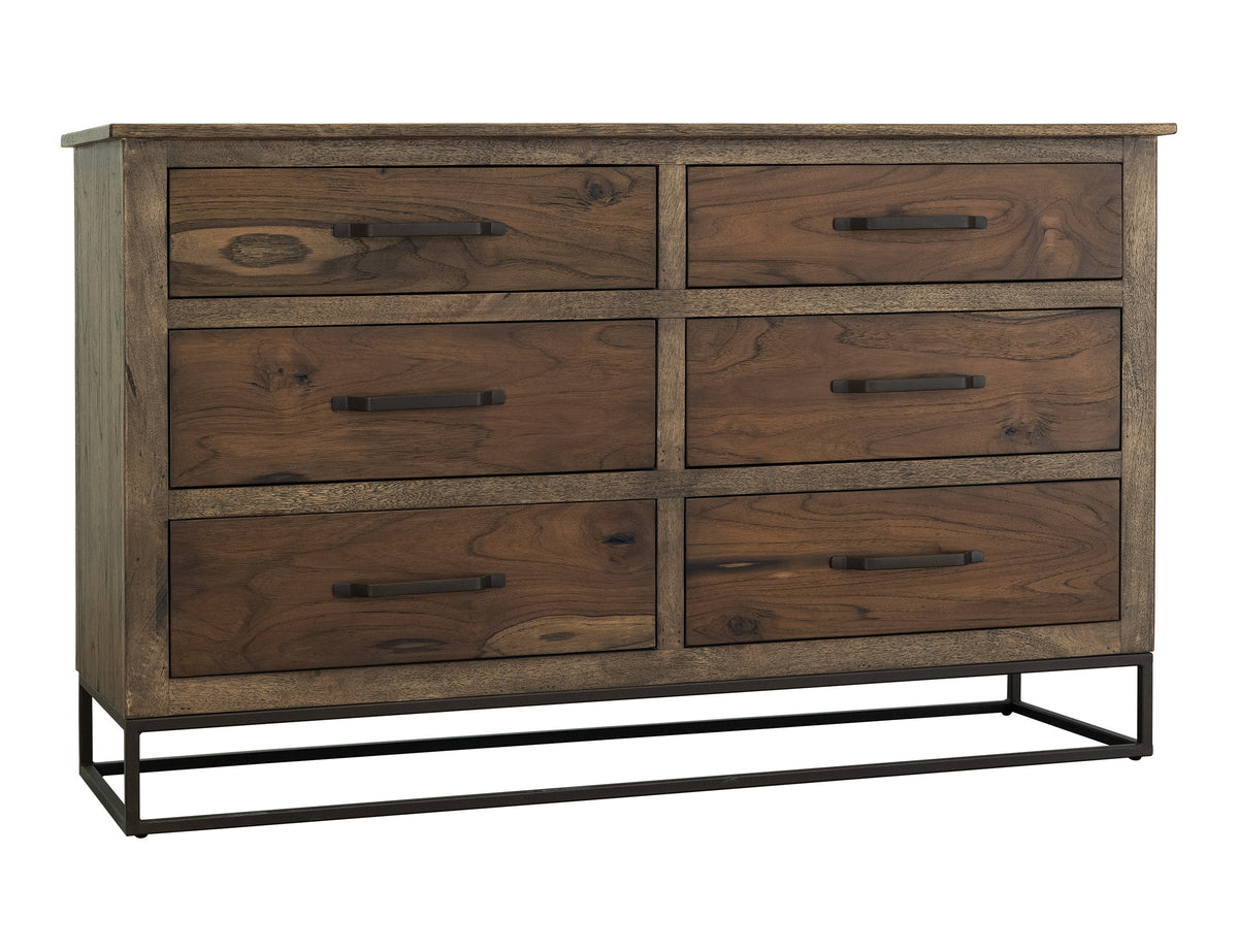 Natural Teca Dresser, Brown, 6 Drawer