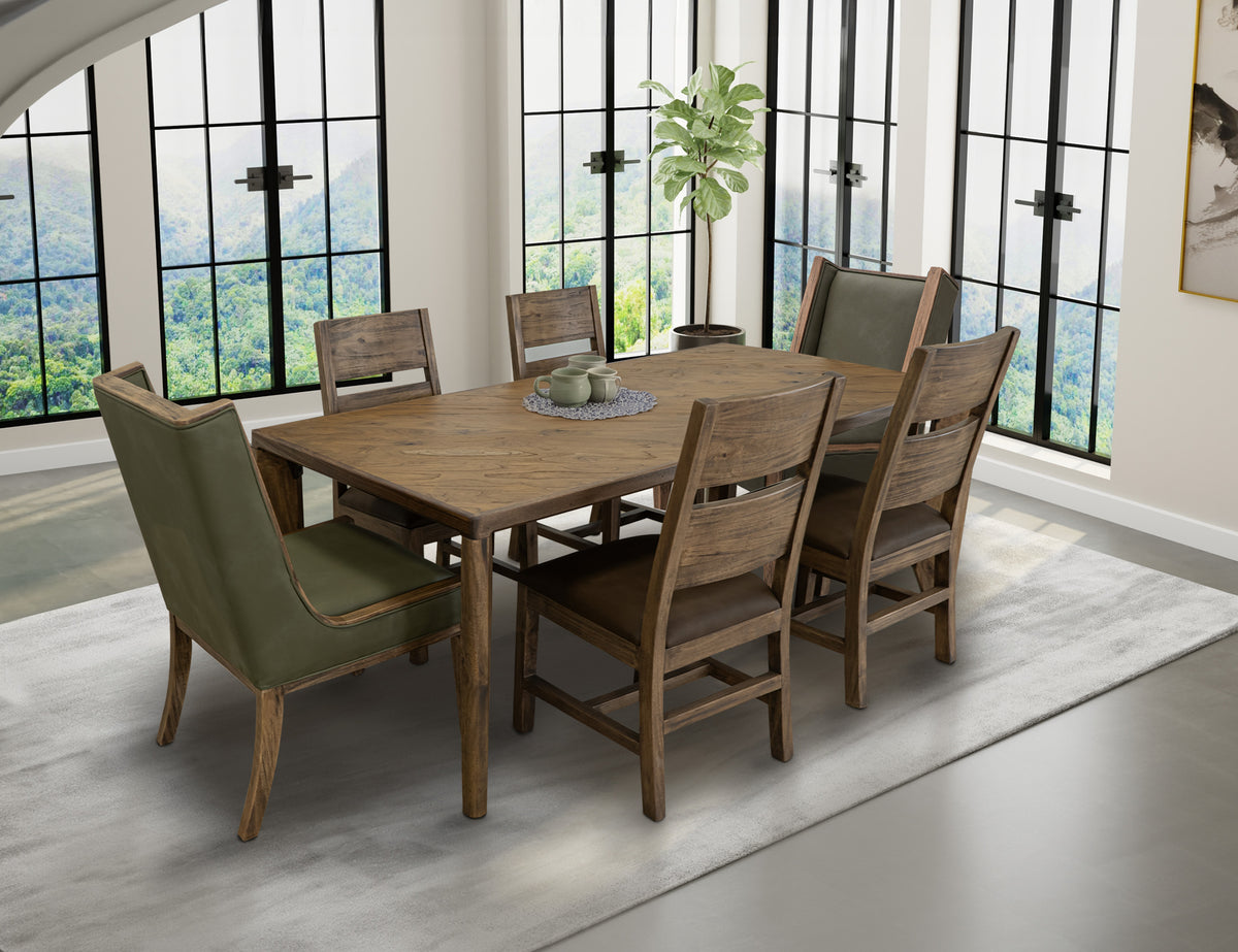 Natural Teca Chair, Brown, Wooden - Melina & Fabric
