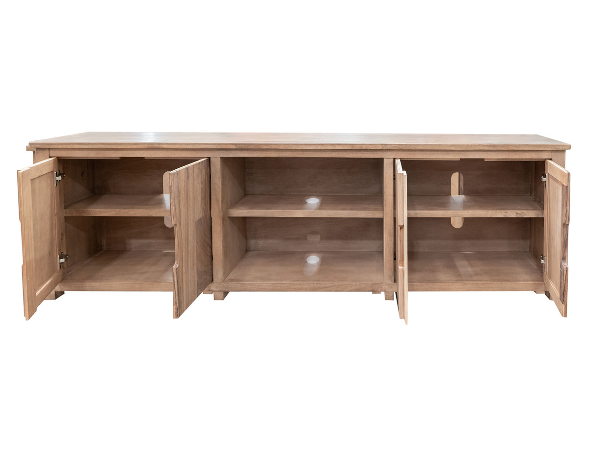 Natural Parota TV Stand, Brown, 4 Door TV Stand 88"