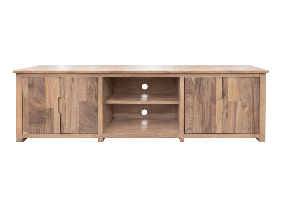 Natural Parota TV Stand, Brown, 4 Door TV Stand 88"
