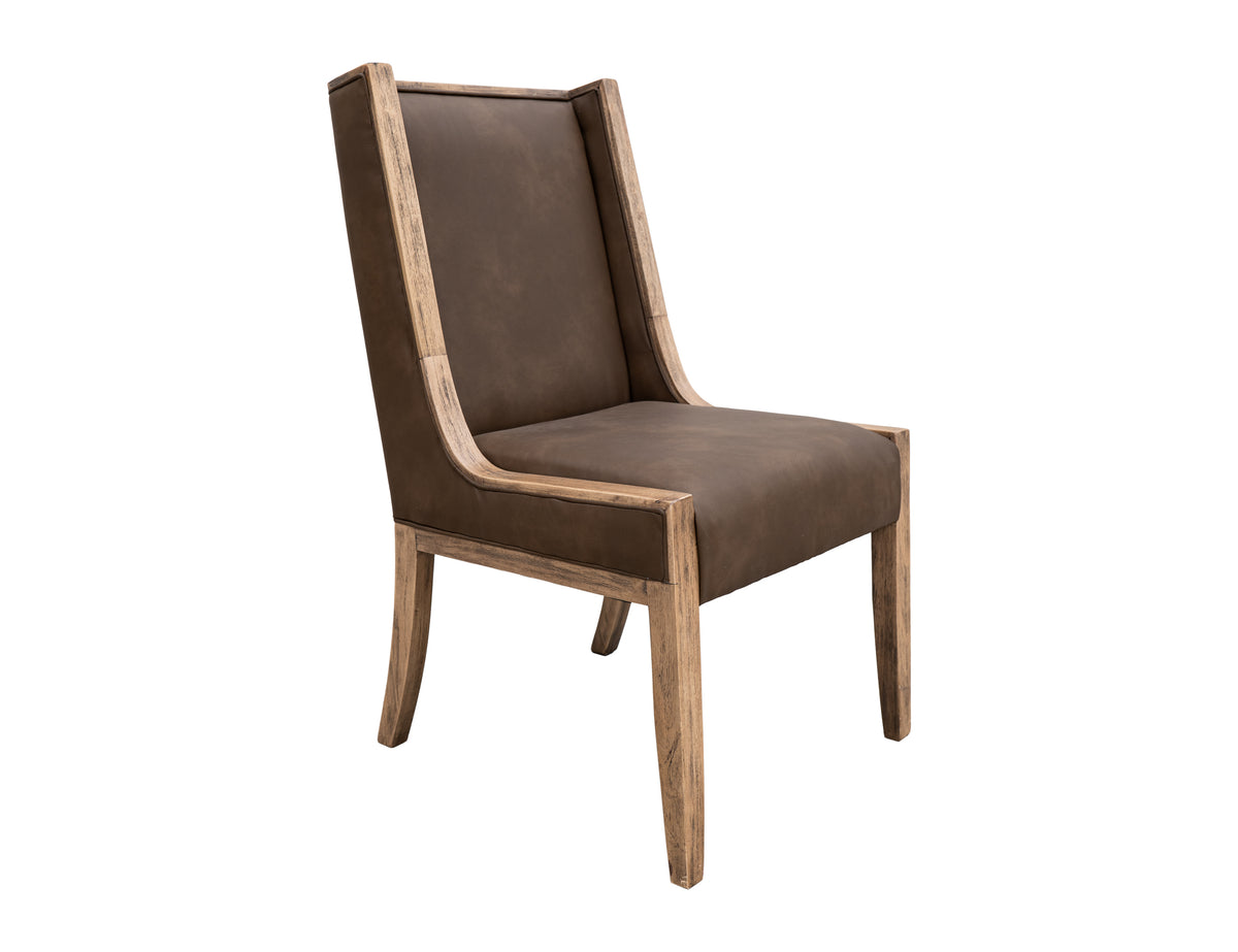 Balam Upholstered Chair, Brown, Wooden Chair