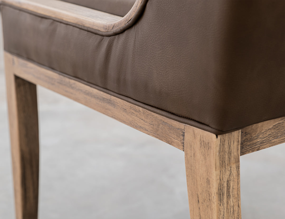 Balam Upholstered Chair, Brown, Wooden Chair