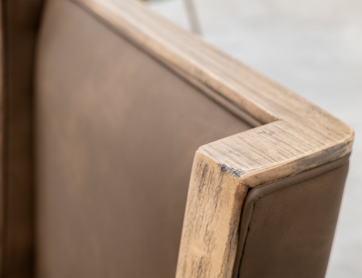 Balam Upholstered Chair, Brown, Wooden Chair