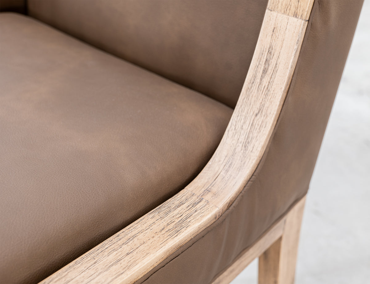 Balam Upholstered Chair, Brown, Wooden Chair