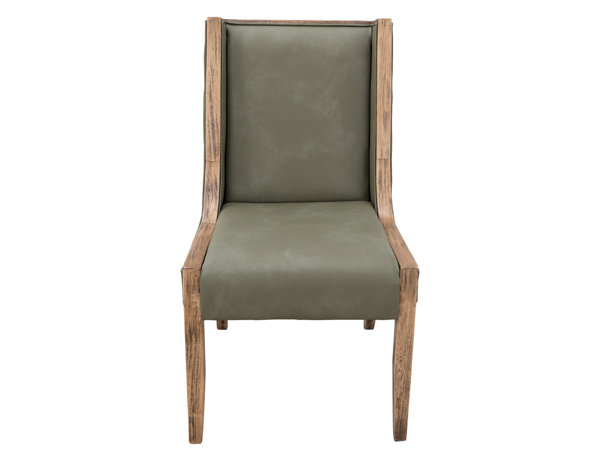 Balam Upholstered Chair, Brown/Green, Wooden Chair
