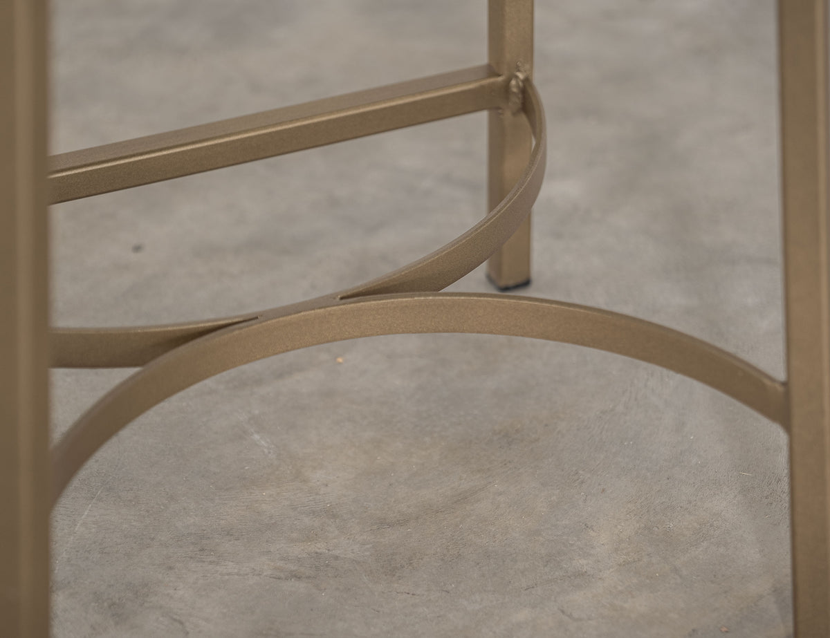 Mezquite Upholstered Stool, Brown, Wooden Frame & Metal Base, 24" Stool