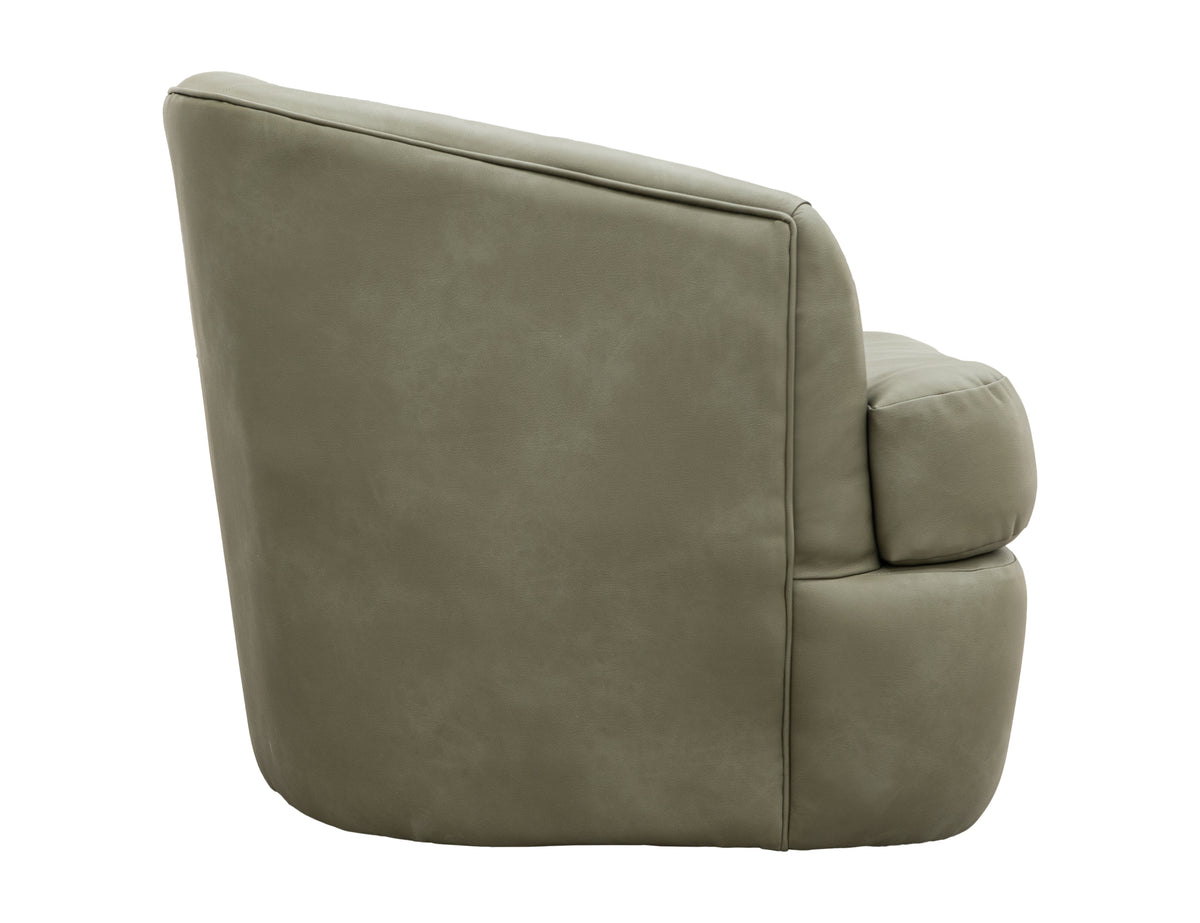 Tumbi Armchair, Green, Wooden Frame & Metal Base, 360 Degree Swivel Accent Chair - Pine & Fabric/Metal