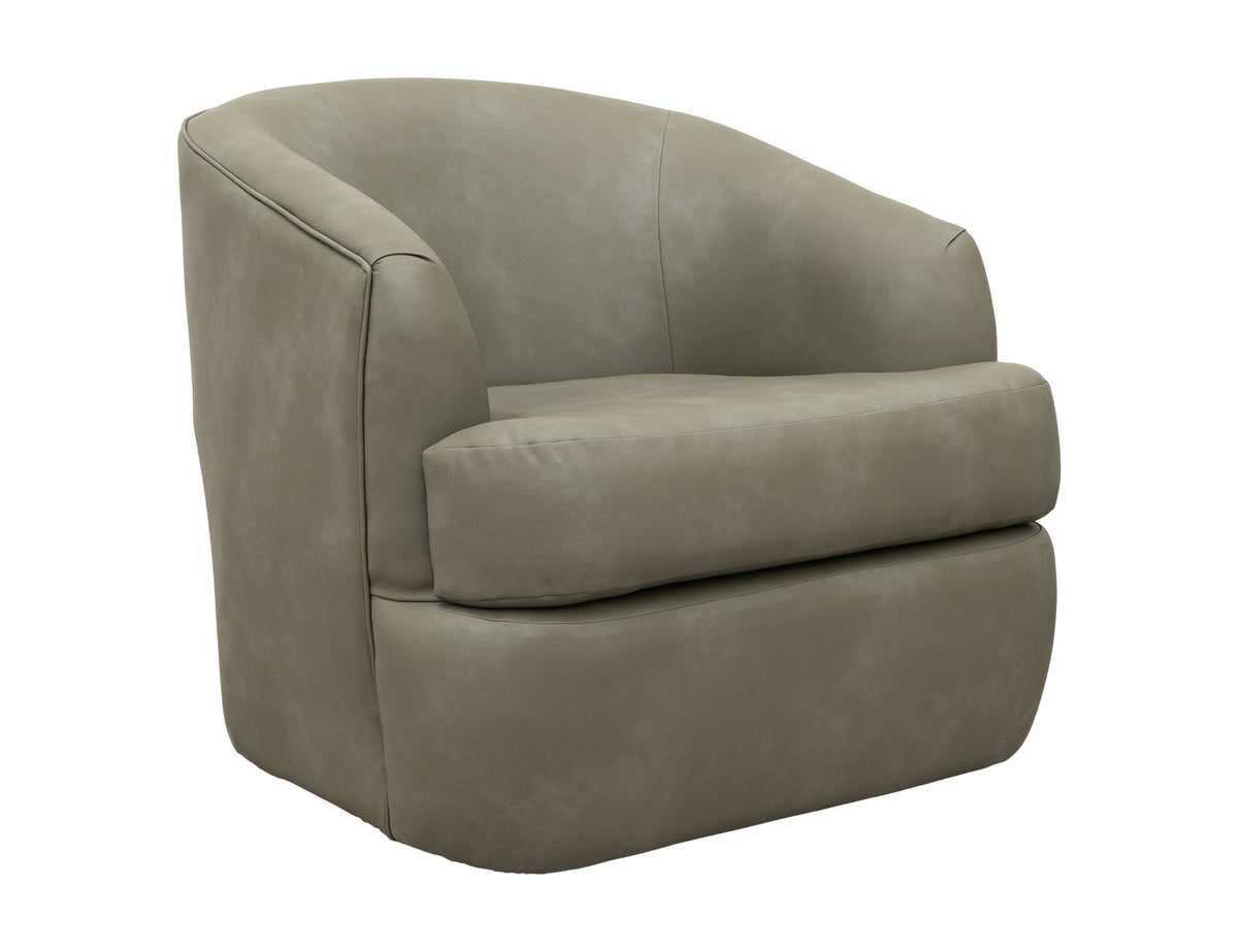 Tumbi Armchair, Green, Wooden Frame & Metal Base, 360 Degree Swivel Accent Chair - Pine & Fabric/Metal