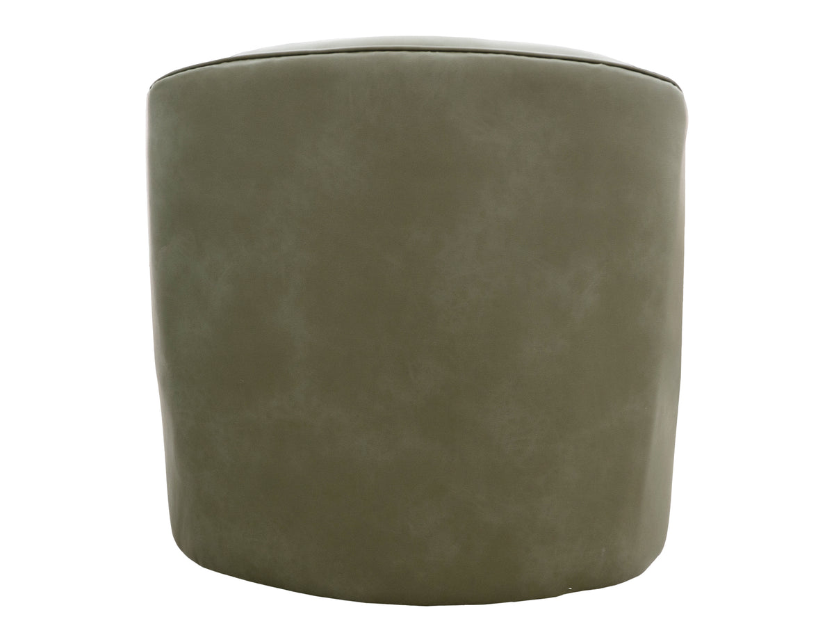 Tumbi Armchair, Green, Wooden Frame & Metal Base, 360 Degree Swivel Accent Chair - Pine & Fabric/Metal