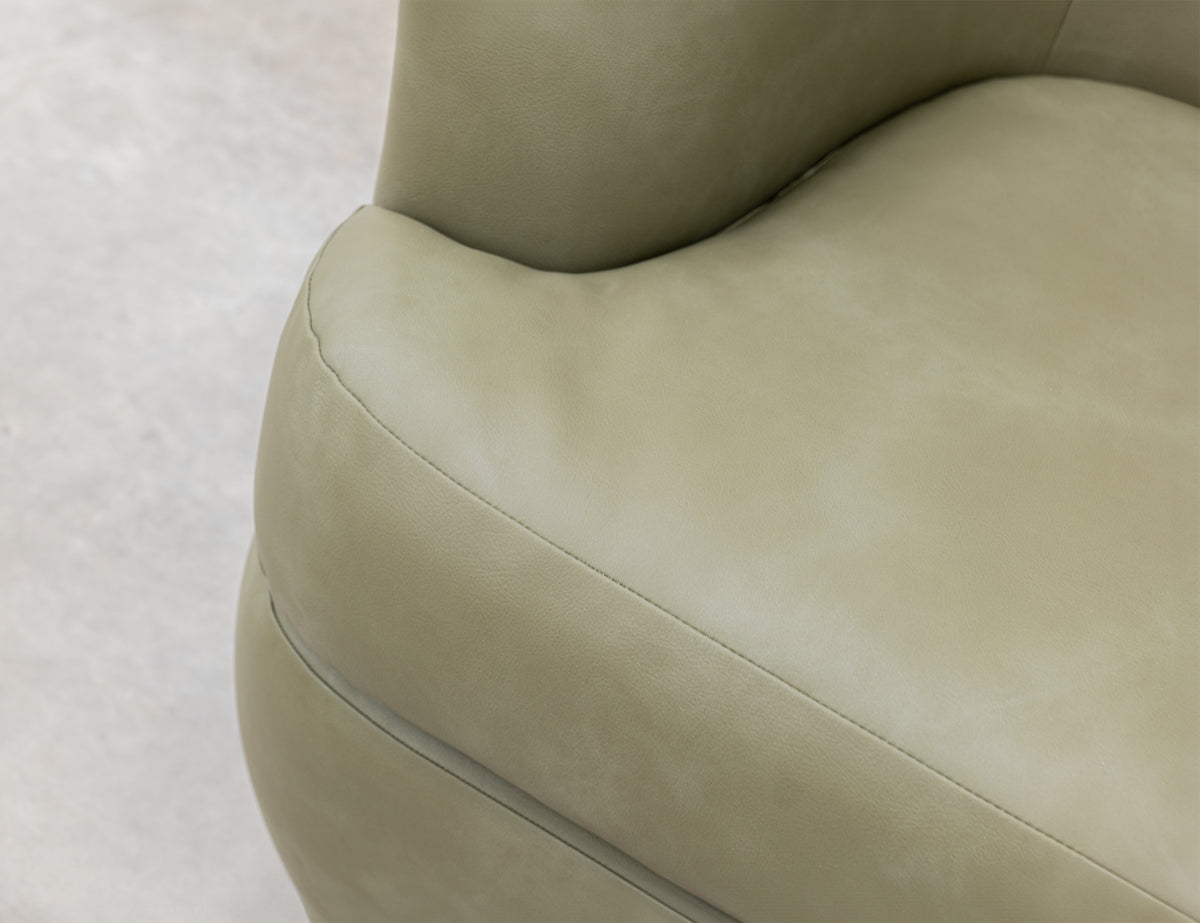Tumbi Armchair, Green, Wooden Frame & Metal Base, 360 Degree Swivel Accent Chair - Pine & Fabric/Metal