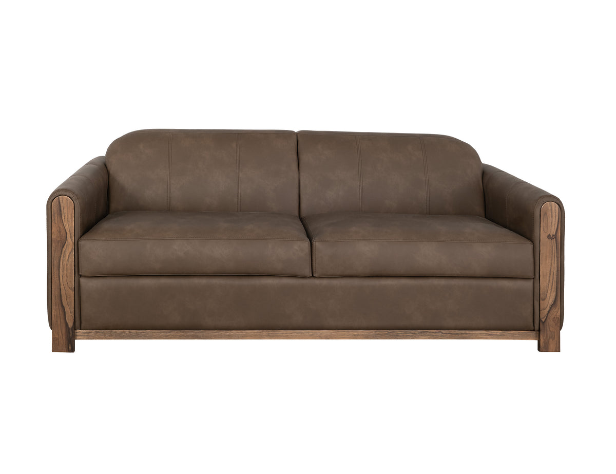Balam Loveseat, Brown, Wooden Frame & Base