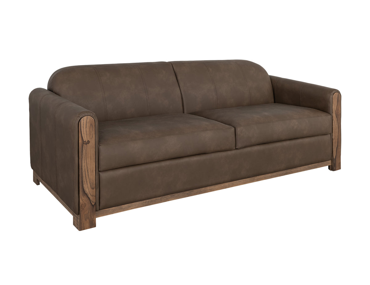 Balam Loveseat, Brown, Wooden Frame & Base