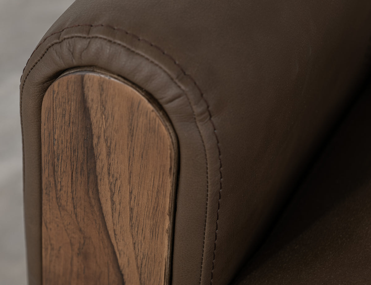Balam Loveseat, Brown, Wooden Frame & Base