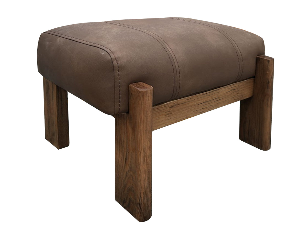 Balam Ottoman, Brown, Wooden Frame & Base, Upholstered Seat - IUP422-OTT-231