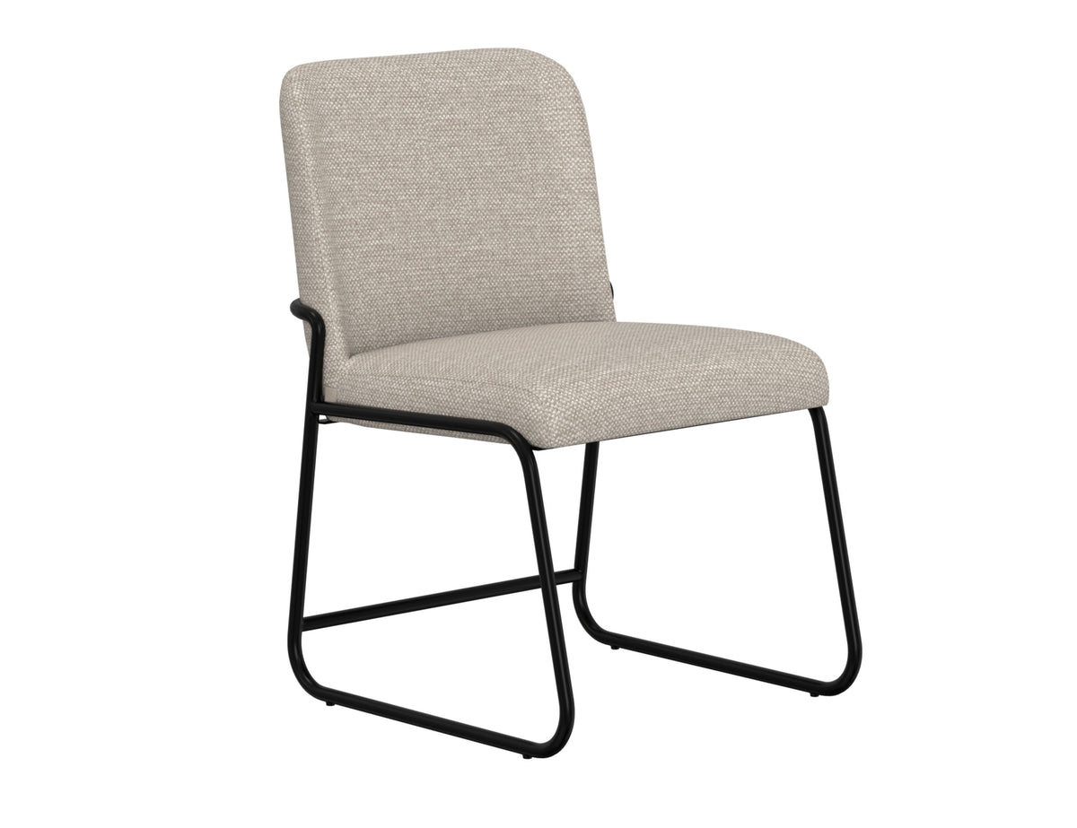 Seating Upholstered Chair, Beige/Black, Wooden Frame & Metal Base