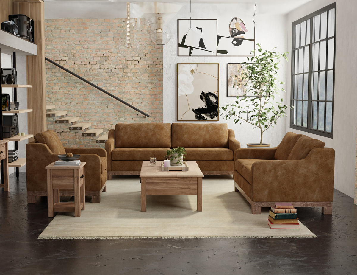 Samba Loveseat, Orange, Wooden Frame & Base