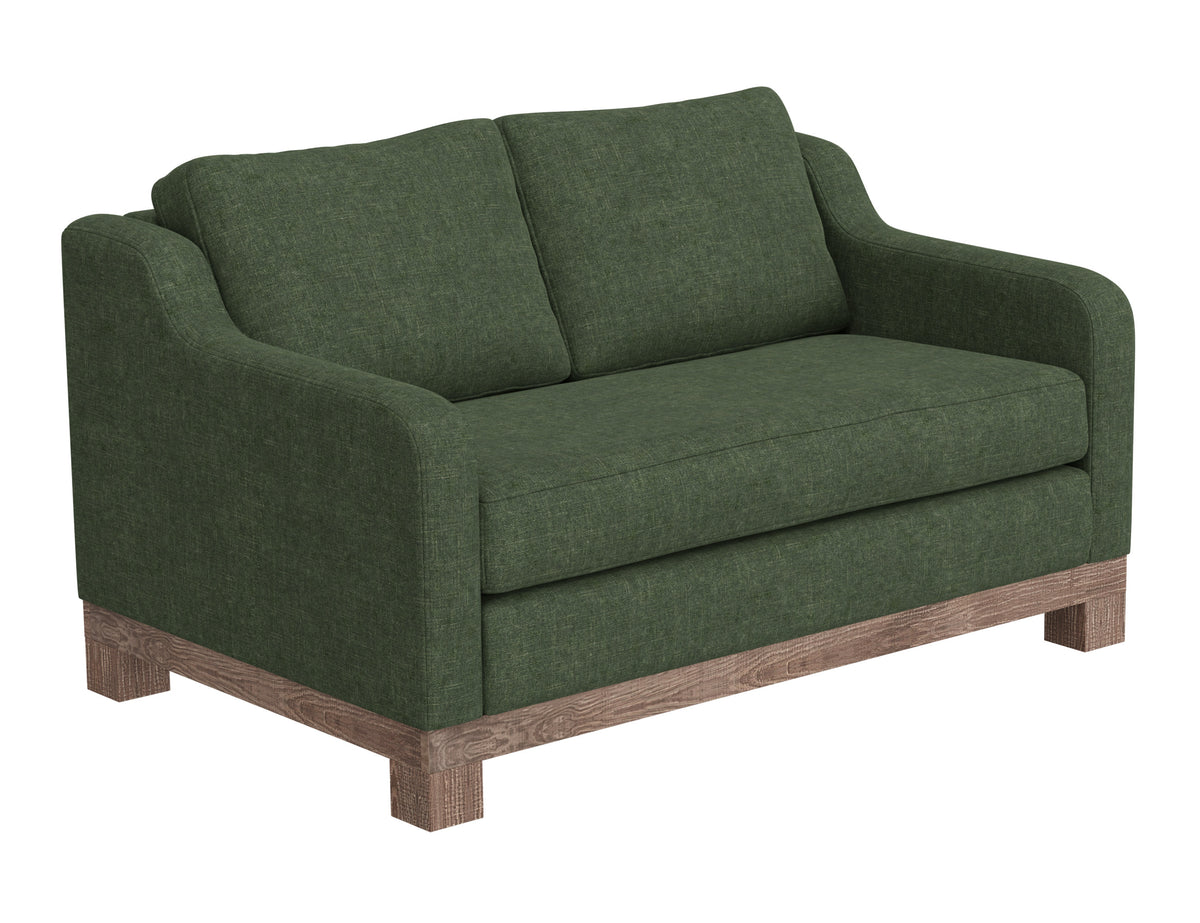 Samba Loveseat, Green, Wooden Frame & Base