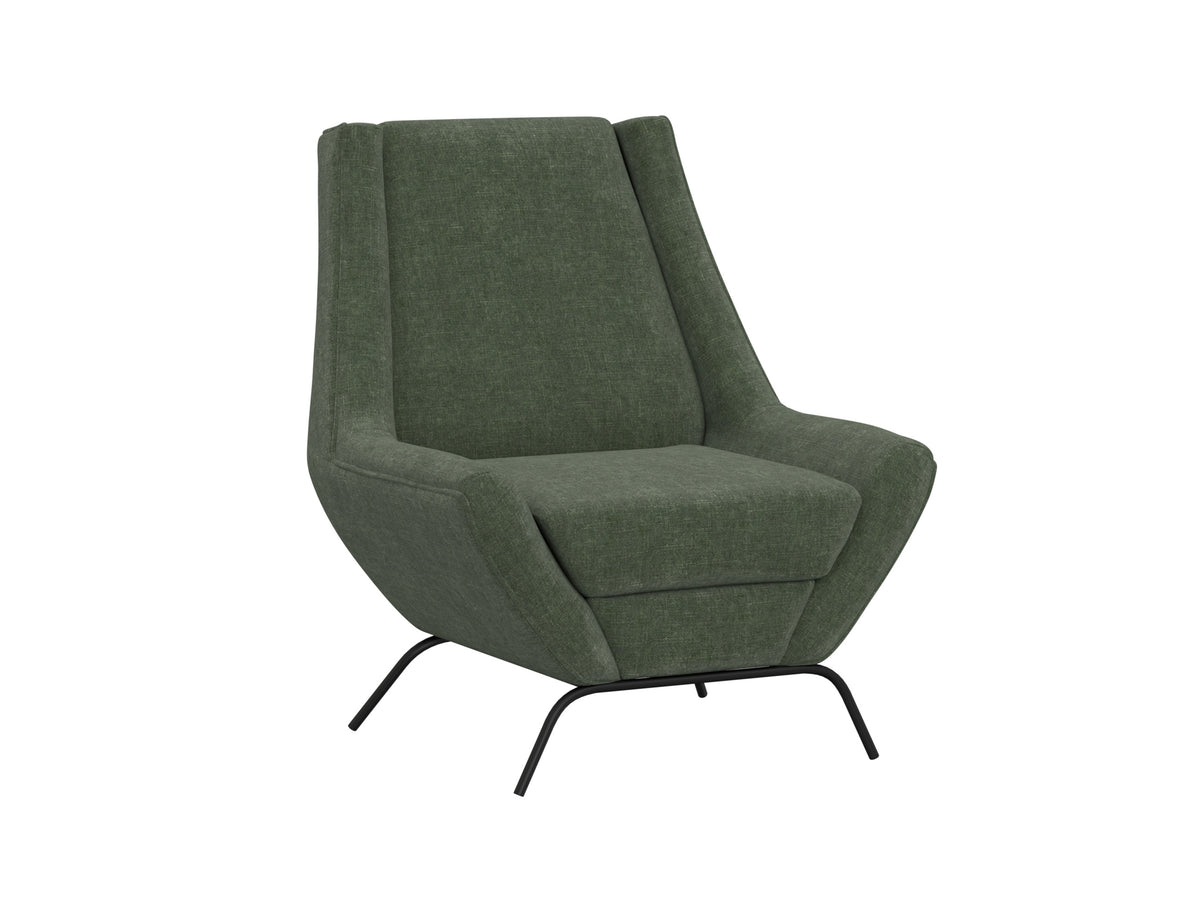 Tyne Armchair, Green/Black, Wooden Frame & Metal Base